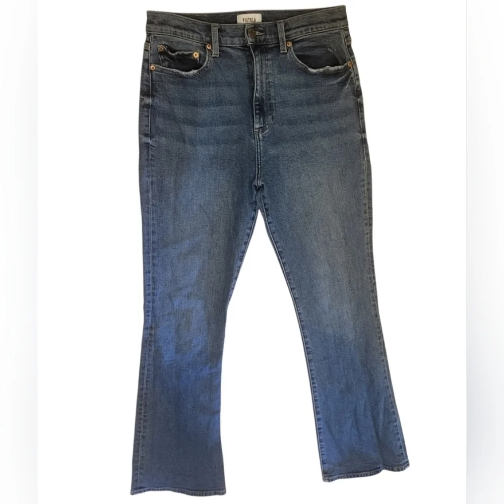 Pistola Anthropologie Dana High Rise Classic Flare Hyde Denim Jeans Sz 29 (8)